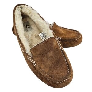 UGG Ansley Women's Brown Suede Slippers with Sheepskin Lining 8